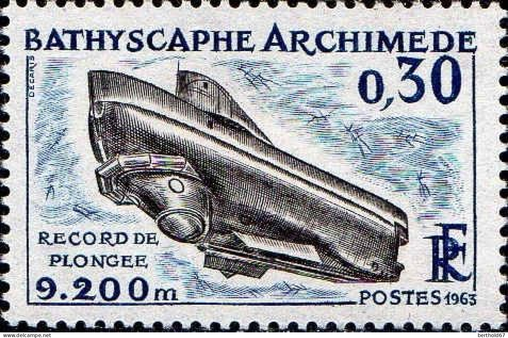 France Poste N** Yv:1368 Mi:1421 Bathyscaphe Archimède Record De Plongée - Ongebruikt