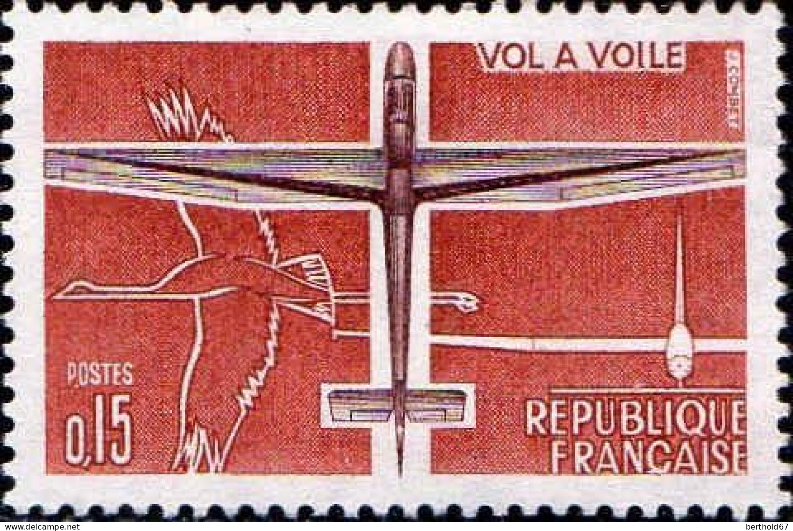 France Poste N* Yv:1340 Mi:1394 Vol à Voile (défaut Gomme) - Unused Stamps