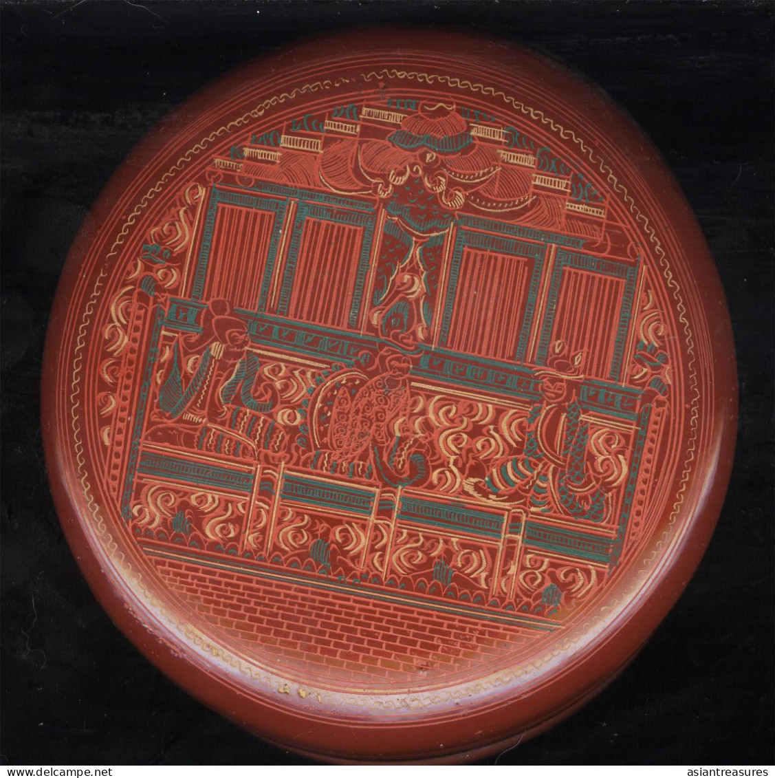 Antique Burma  Royalty 8-piece Hand-painted, Hand Etched Coaster Set Intricate Work Ca 1900 - Arte Asiatica