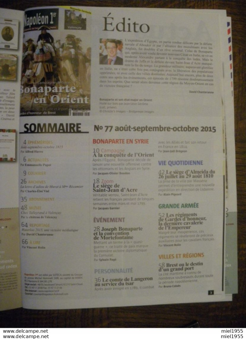 NAPOLEON Magazine Du Consulat Et De L'empire N° 77 - Année 2015 (2 Photos) - History