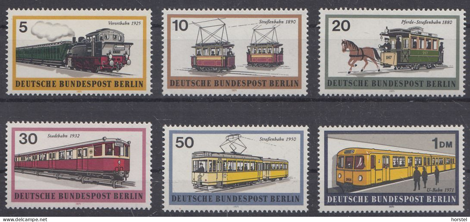 Berlin Mi.Nr. 379-84 Berliner Verkehrsmittel - Schienenfahrzeuge - U-Bahn,Straßenbahn, S-Bahn - Nuovi