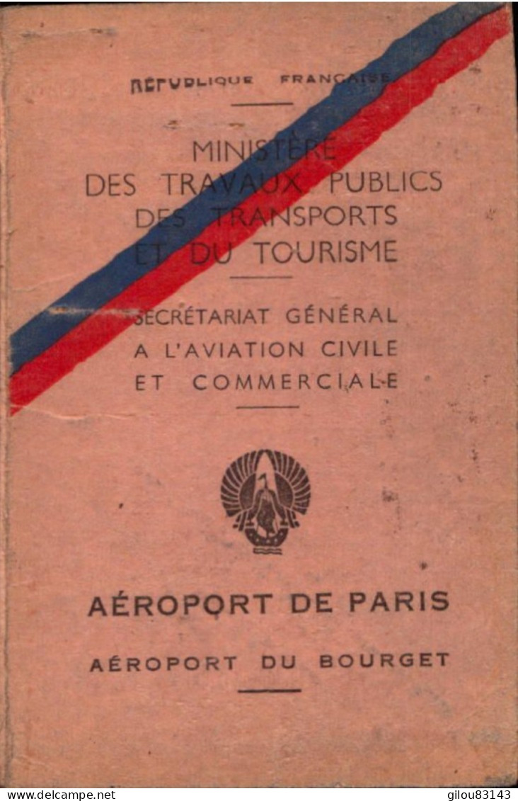 Carte Professionnelle, Ministere Des Transports, Aeroport De Paris, Aeroport Du Bourget - Non Classés