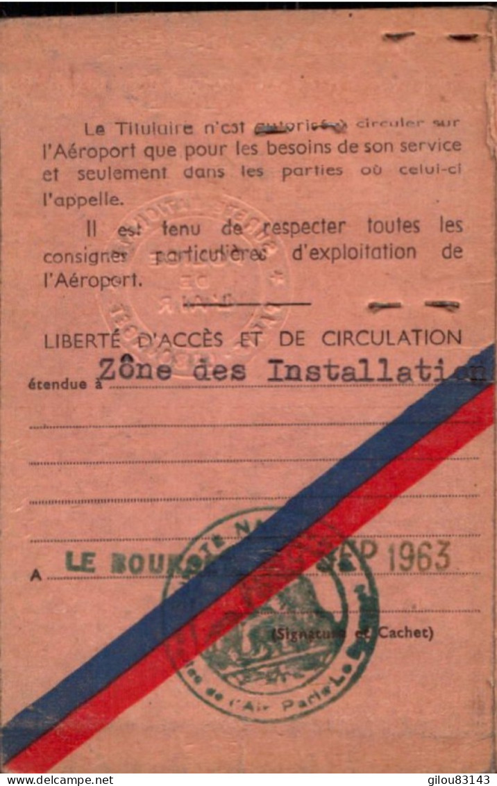 Carte Professionnelle, Ministere Des Transports, Aeroport De Paris, Aeroport Du Bourget - Ohne Zuordnung