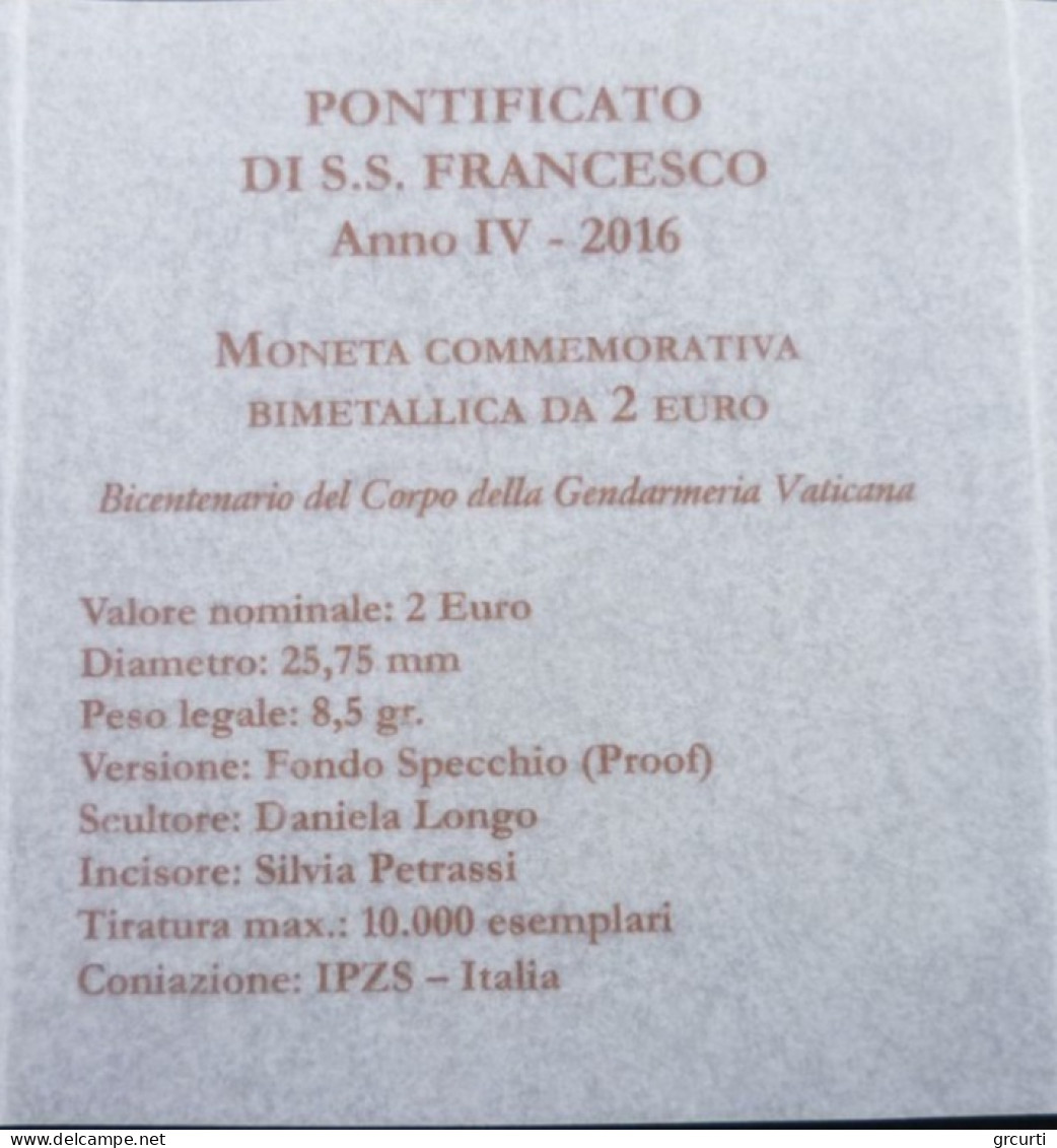 Vaticano - 2 Euro 2016 - Bicentenario Del Corpo Della Gendarmeria Vaticana - UC#101 - Vaticaanstad