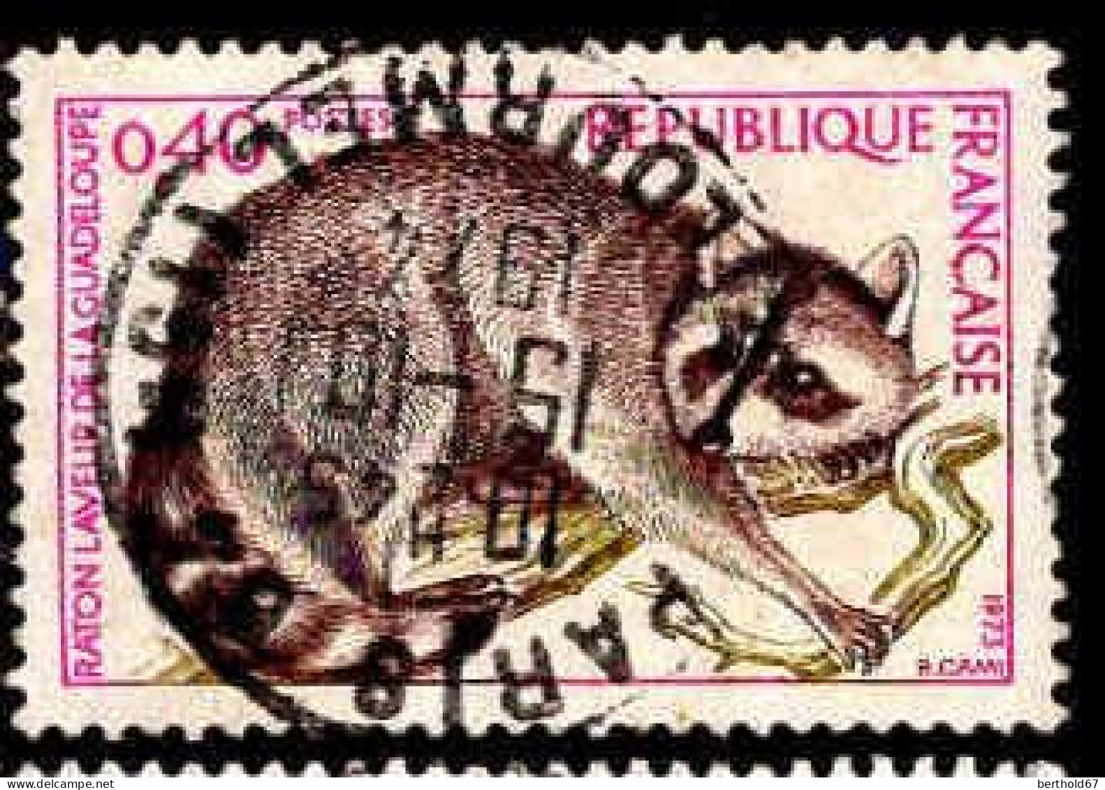 France Poste Obl Yv:1754 Mi:1843 Raton Laveur De La Guadeloupe (TB Cachet à Date) 15-10-1974 - Oblitérés