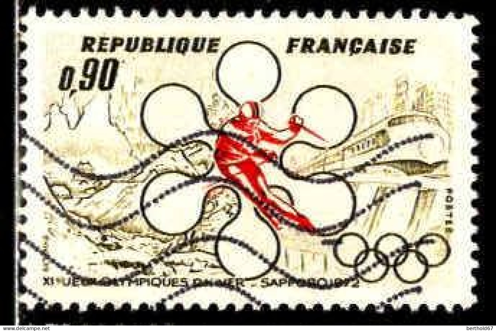 France Poste Obl Yv:1705 Mi:1781 Jeux Olympiques Sapporo Slalom (Lign.Ondulées) - Used Stamps