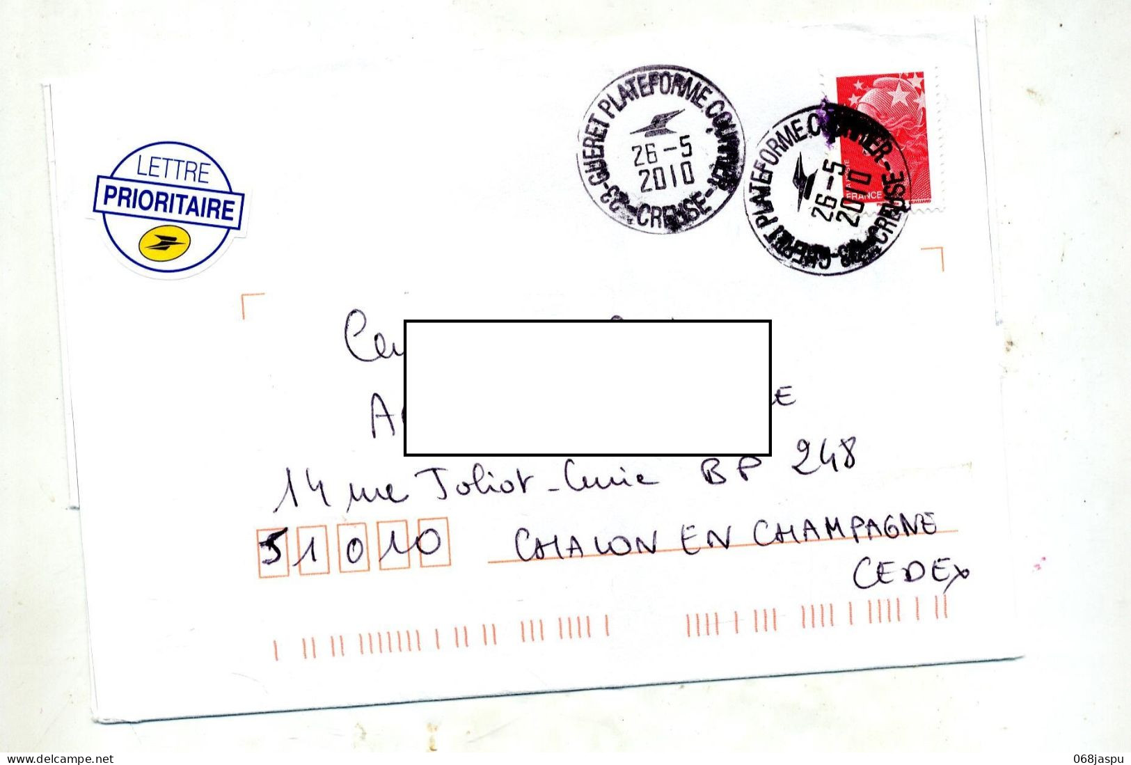 Lettre Cachet Gueret Plateforme Courrier - Manual Postmarks