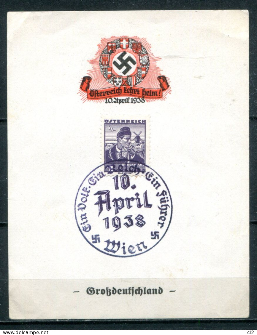 AUTRICHE - Wien - 10. April 1938 - Ofterreich Kehrt Heim - Ein Volk, Ein Reich, Ein Führer - Grofsdeutfchland - Storia Postale