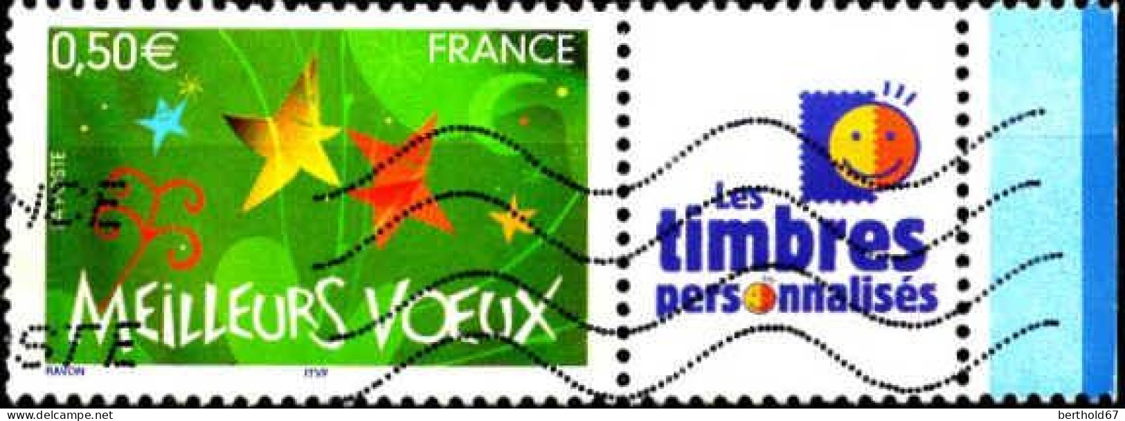 France Poste Obl Yv:3726A Mi: Meilleurs Vœux Bord De Feuille (Lign.Ondulées) - Used Stamps