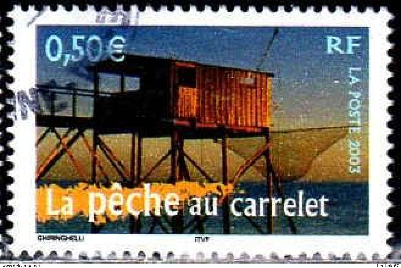 France Poste Obl Yv:3560 La Pêche Au Carrelet (Beau Cachet Rond) - Oblitérés