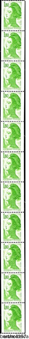 France Roul N** Yv: 86 Mi:2509STb Liberté De Delacroix Bande De 11 - Coil Stamps