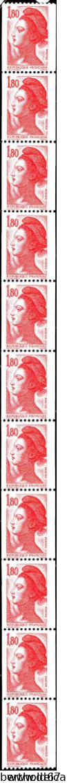 France Roul N** Yv: 82 Mi:2339ST Liberté De Delacroix Bande De 11 - Coil Stamps