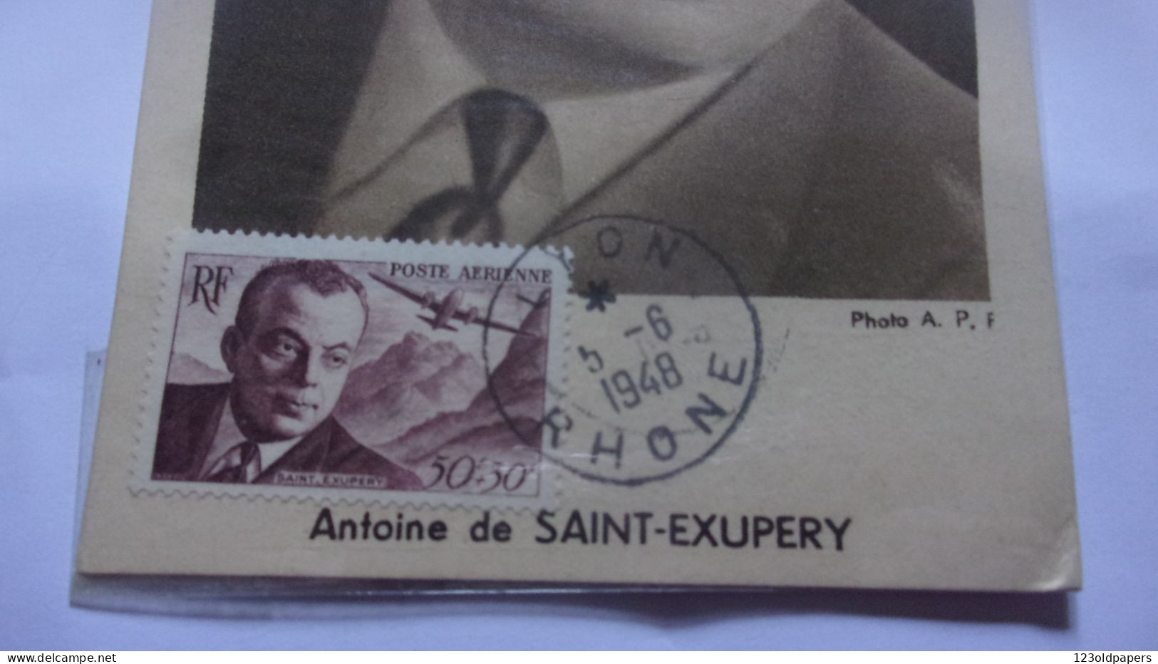 Carte Maximum France 1948 Lyon - N° PA 21 Antoine De Saint-Exupéry - Cachet Au Verso - Airmen, Fliers