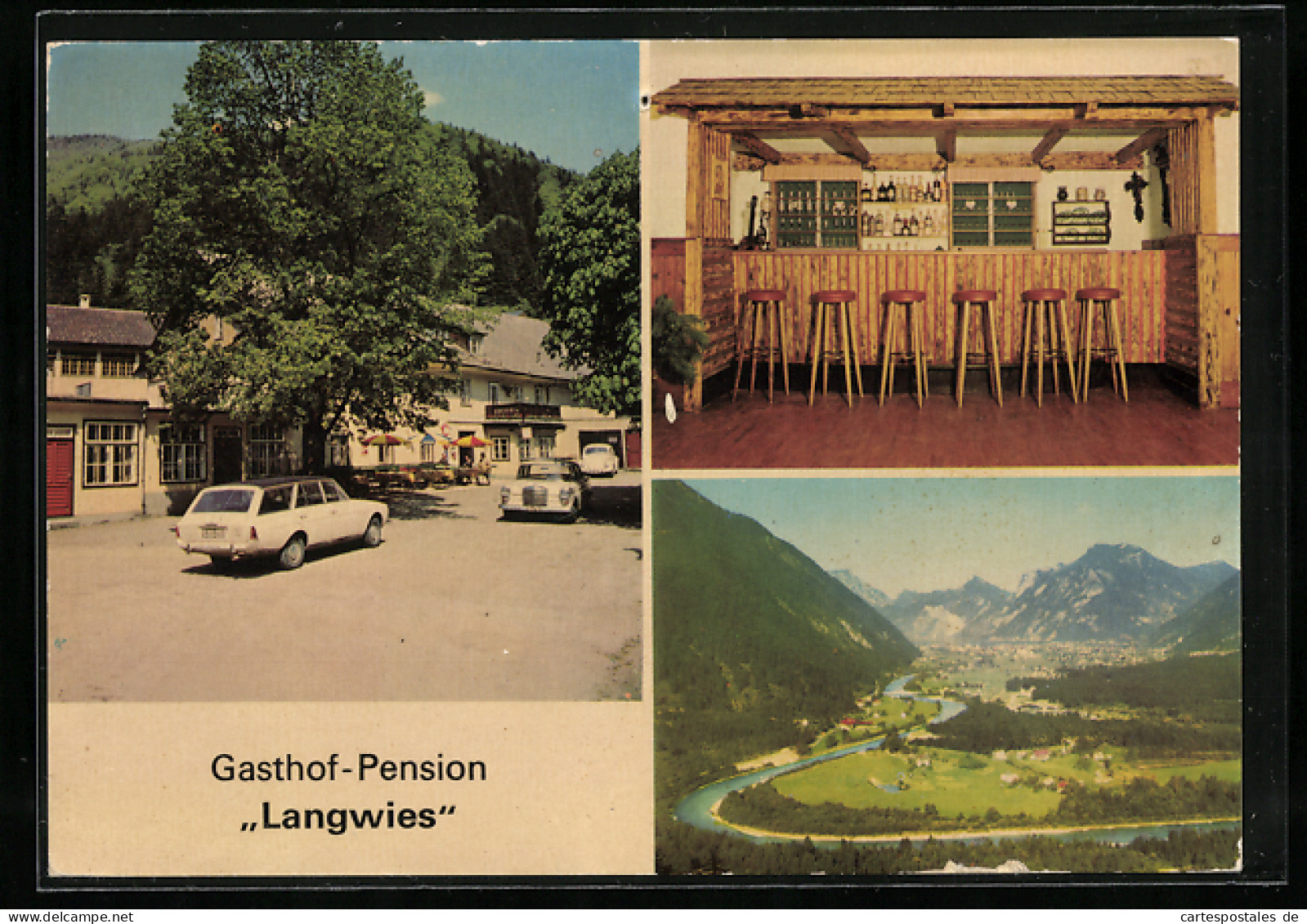 AK Ebensee /Salzkammergut, Gasthof-Pension Langwies Mit Baransicht, Gesamtansicht Des Tals  - Other & Unclassified