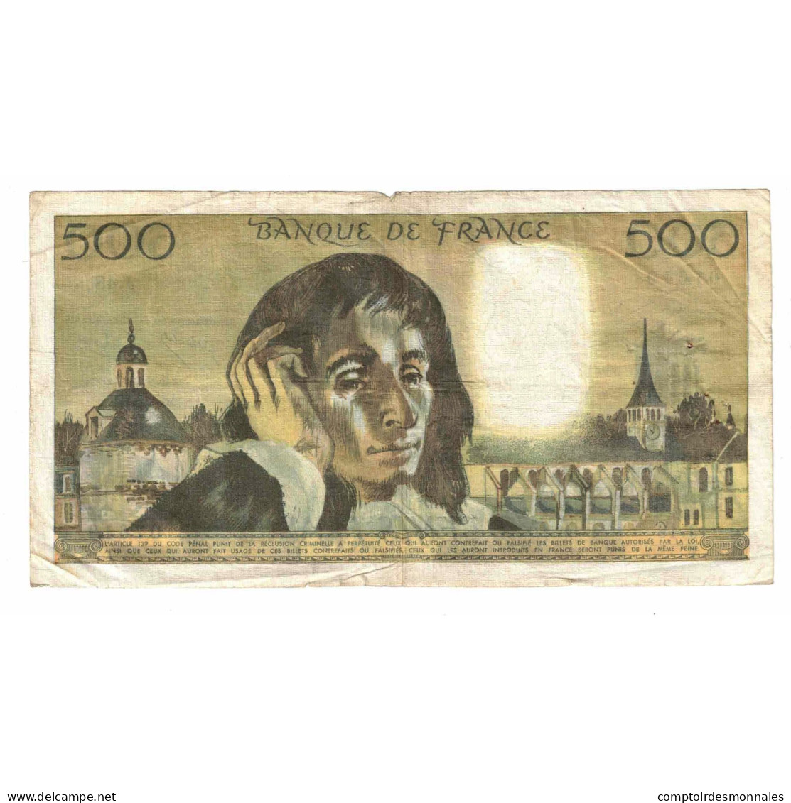 France, 500 Francs, Pascal, 1974, J.48, TB, Fayette:71.12, KM:156c - 500 F 1968-1993 ''Pascal''