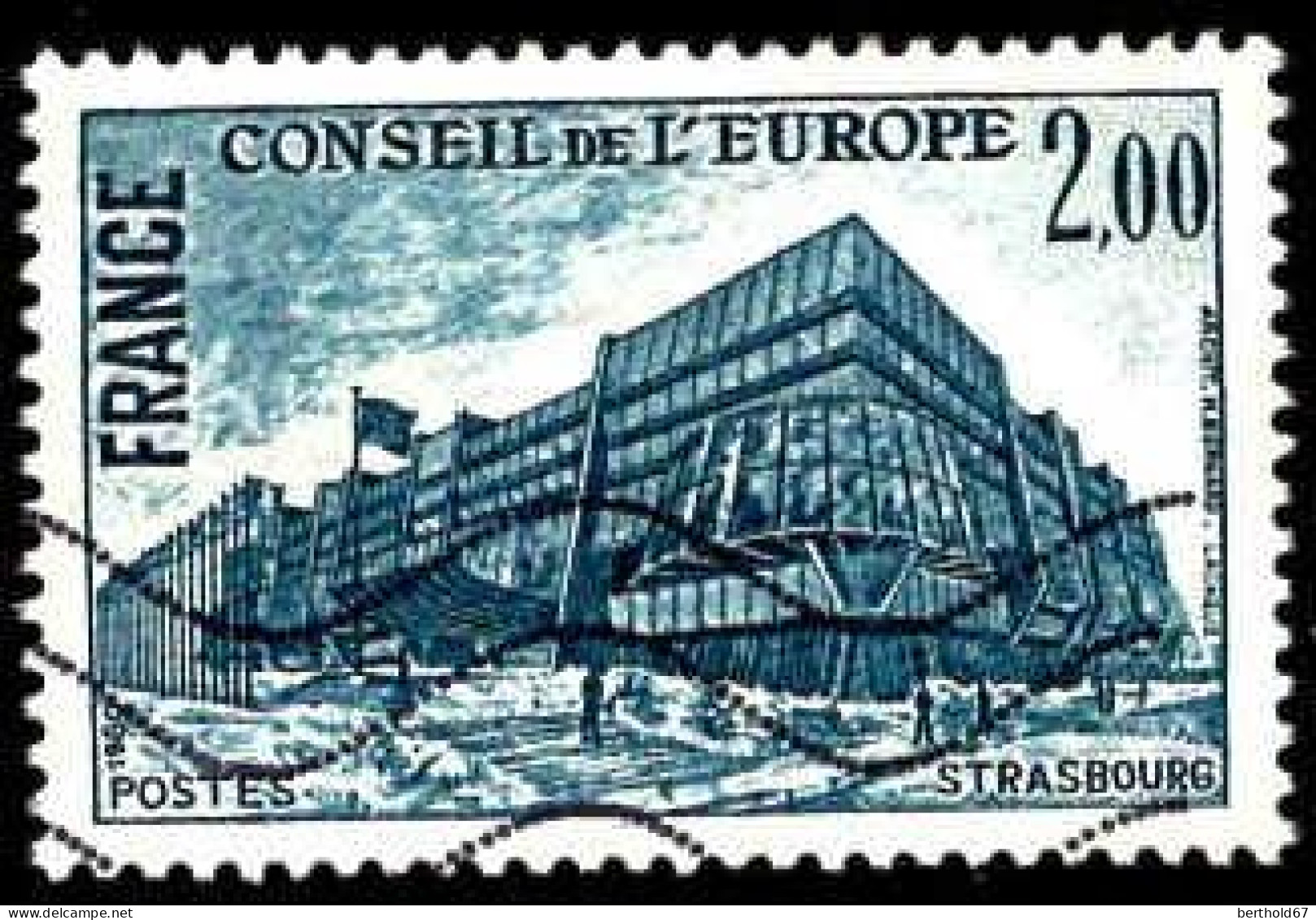 France Service Obl Yv: 64 Mi:26 Strasbourg Bâtiment Du Conseil (Lign.Ondulées) - Oblitérés