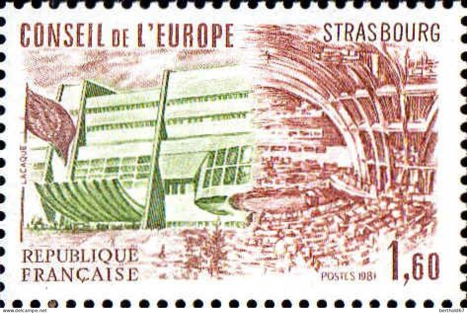 France Service N** Yv: 66 Mi:28 Strasbourg Bâtiment Du Conseil - Mint/Hinged