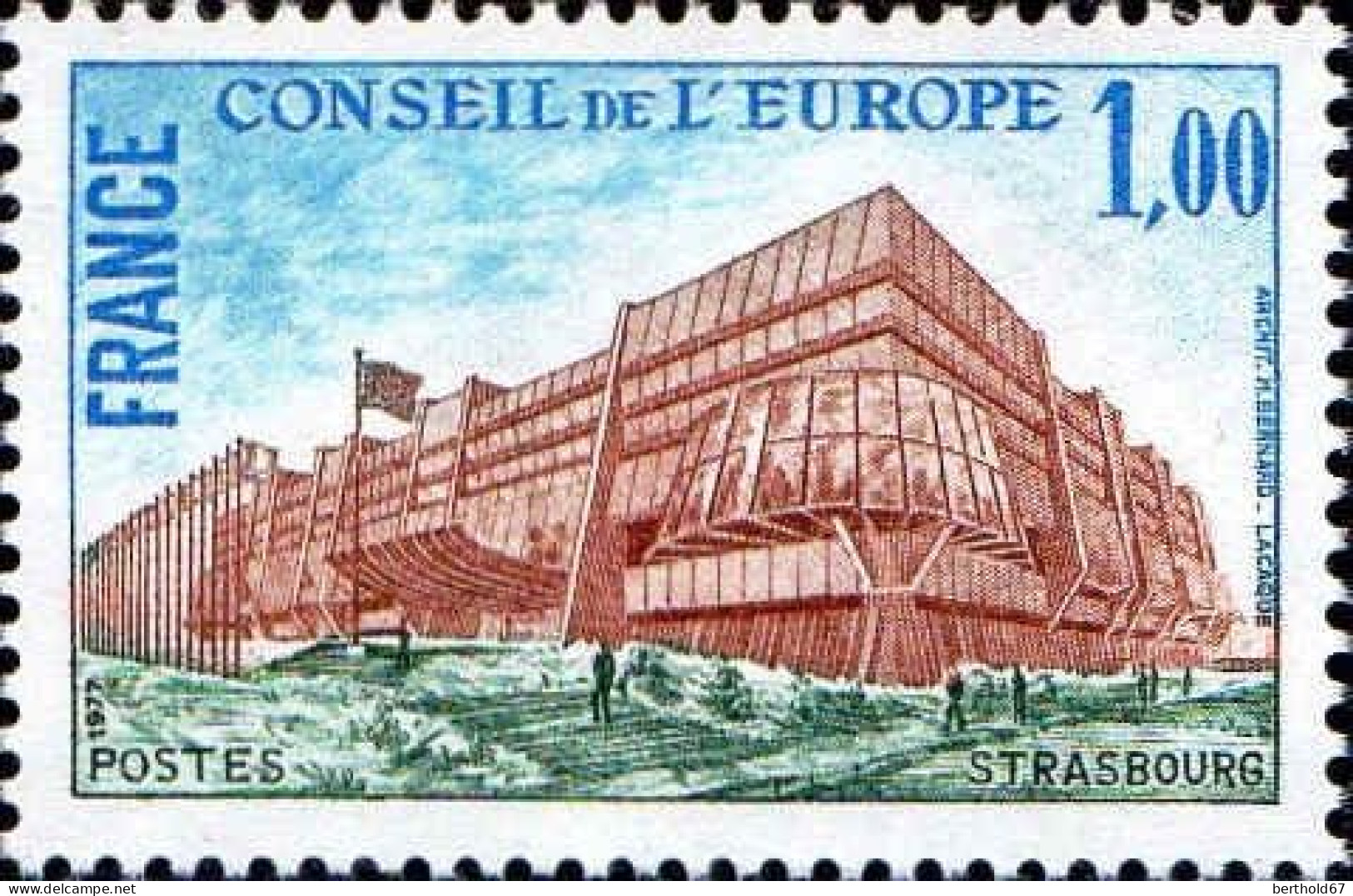 France Service N** Yv: 54 Mi:21 Strasbourg Bâtiment Du Conseil - Mint/Hinged