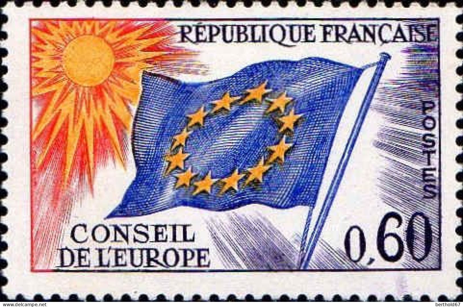 France Service N** Yv: 34 Mi:12 Drapeau Européen - Ongebruikt