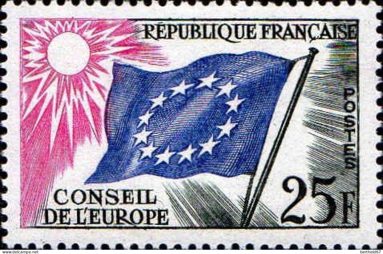 France Service N** Yv: 19 Mi:4 Drapeau Européen - Mint/Hinged