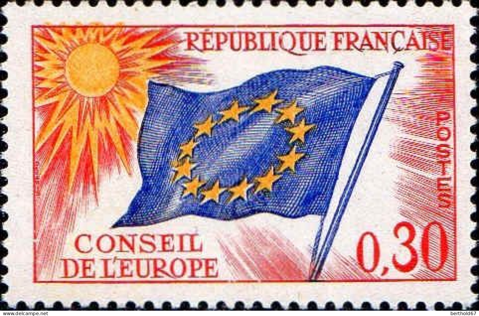 France Service N** Yv: 30 Mi:11 Drapeau Européen - Ungebraucht