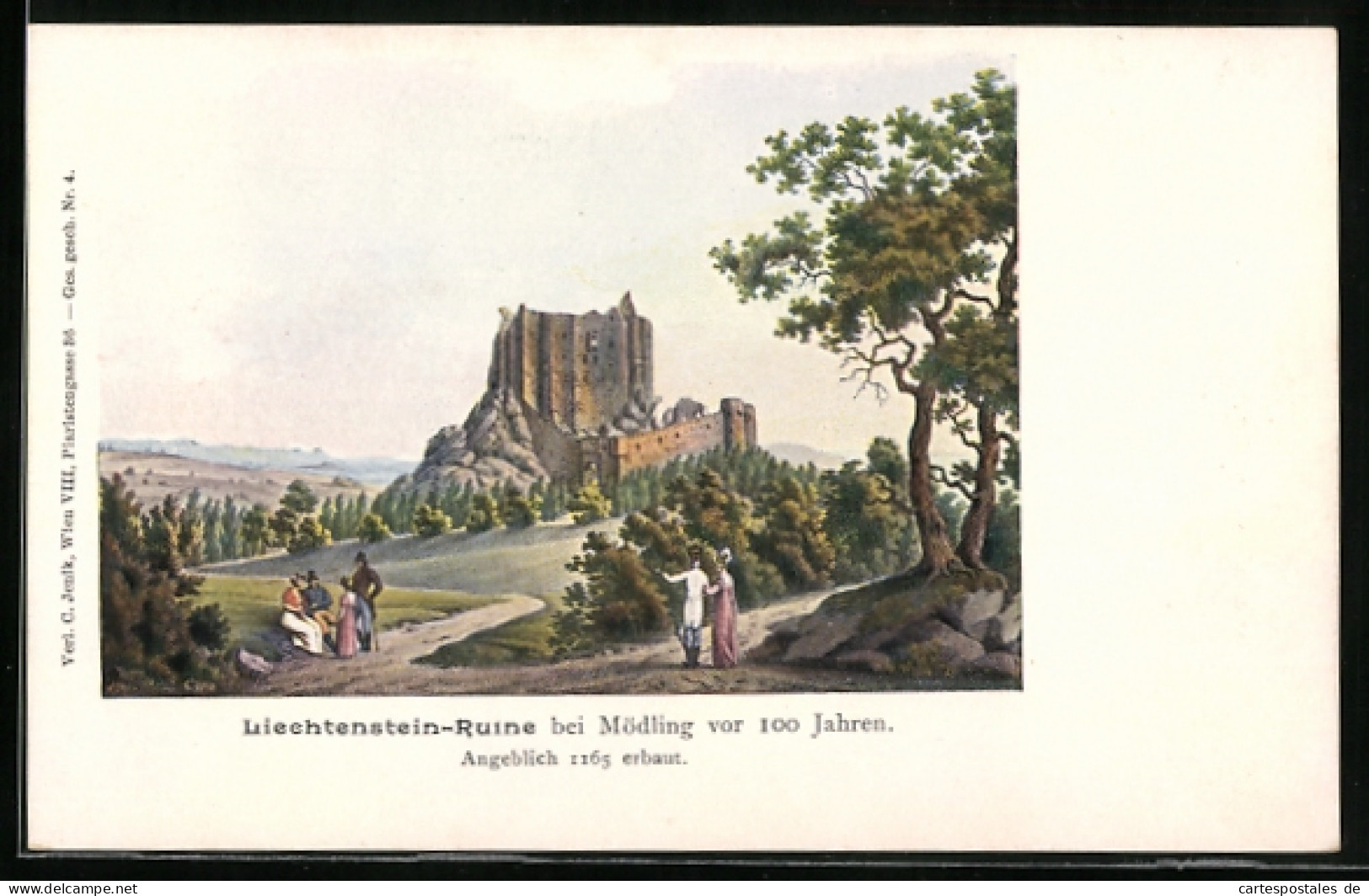 Künstler-AK Mödling, Liechtenstein-Ruine Vor 100 Jahren  - Sonstige & Ohne Zuordnung