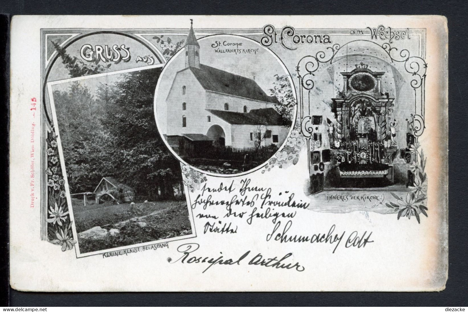 AK St. Corona, Niederösterreich 1898 Wahlfahrtskirche, Klause Bei Aspang (PK0774 - Altri & Non Classificati