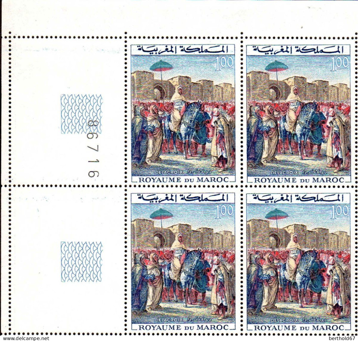 Maroc Poste N** Yv: 471 Mi:530 Delacroix Sultan Moulay Abderahman Bloc De 4 CdF - Marokko (1956-...)