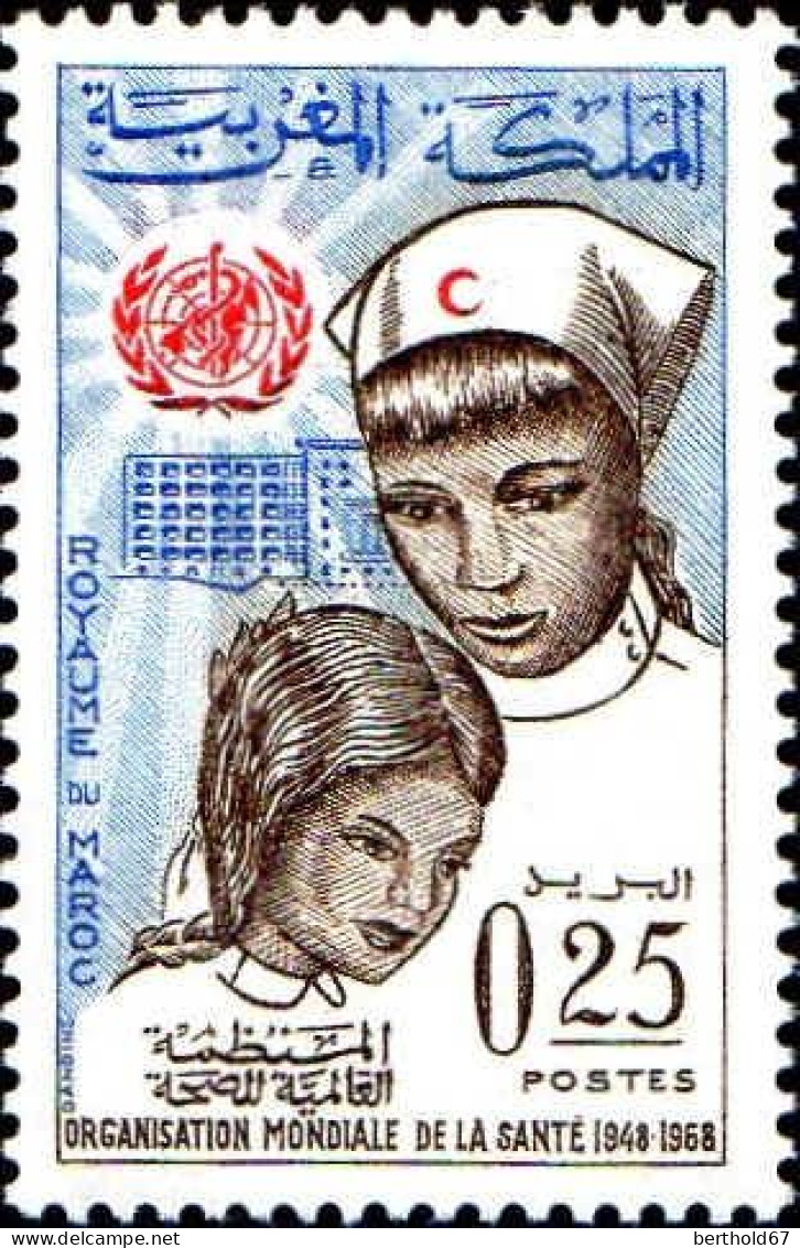 Maroc Poste N* Yv: 555 Mi:618 OMS Infirmières (sans Gomme) - Maroc (1956-...)
