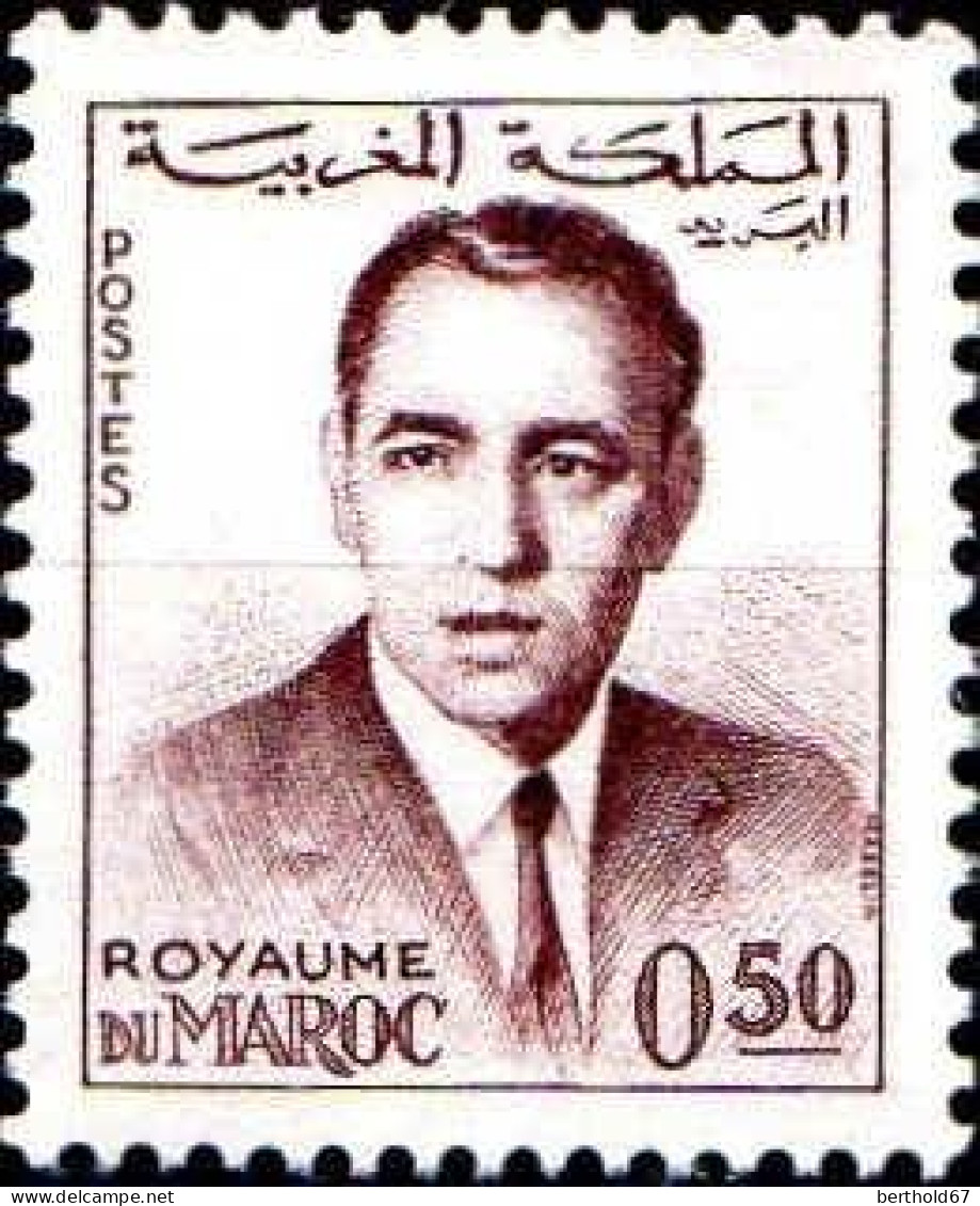 Maroc Poste N* Yv: 442 Mi:499 Hassan II (Trace De Charnière) - Marruecos (1956-...)