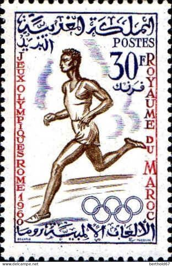 Maroc Poste N* Yv: 417 Mi:466 Jeux Olympiques Rome Course à Pied (Trace De Charnière) - Maroc (1956-...)