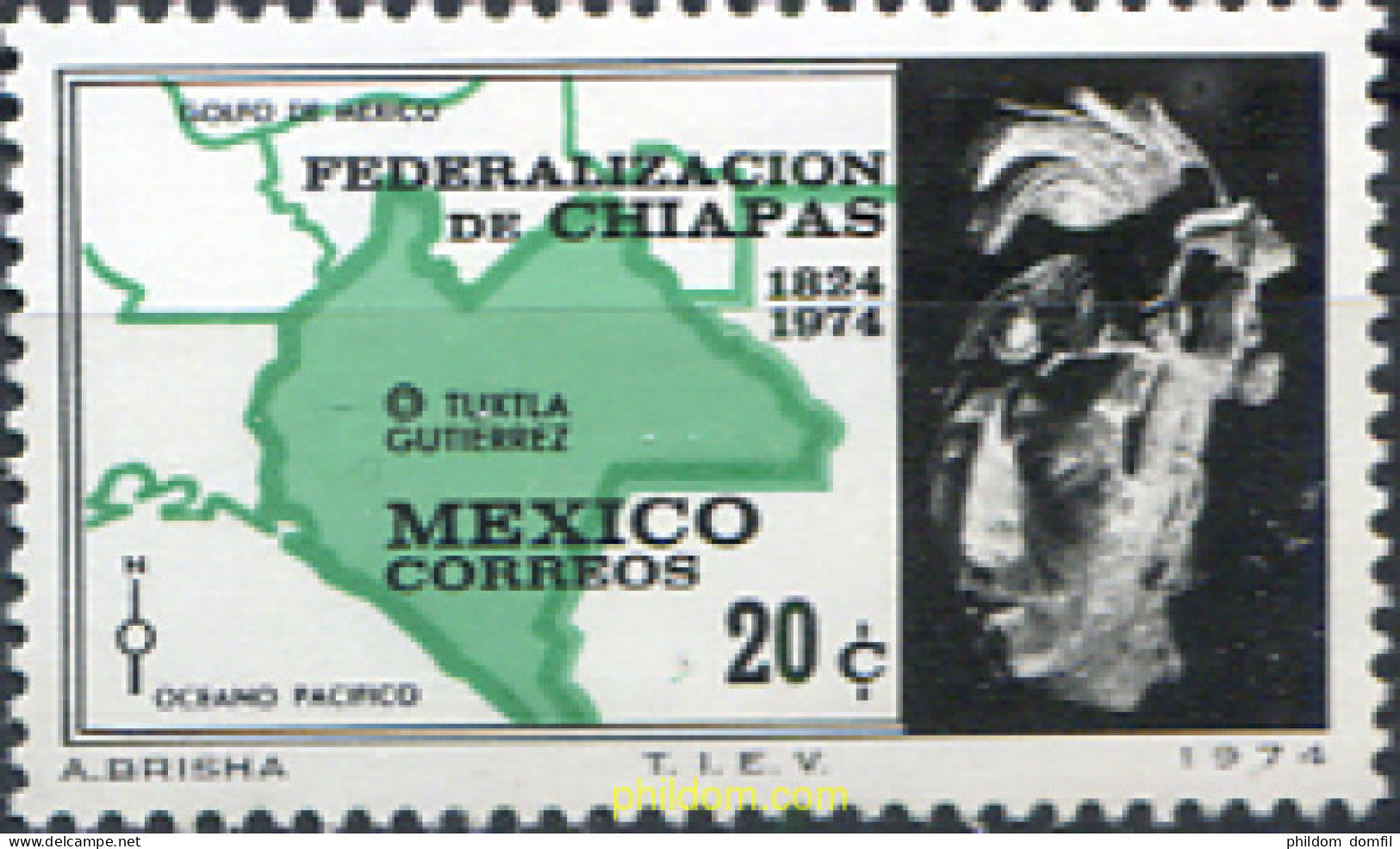 182401 MNH MEXICO 1974 150 ANIVERSARIO DE LA FEDERACION DE CHIAPAS - Mexiko