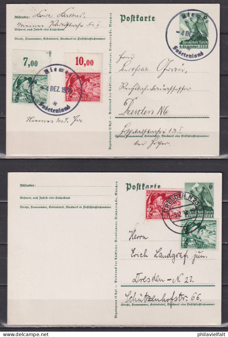 Dt.Reich 4x Ganzsache P 275 Mit SSt  Bzw Tages-o Und Zusatzfrankaturen - Cartes Postales