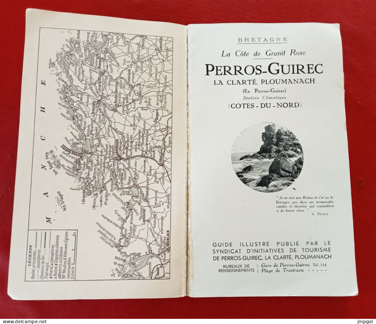 Guide 1935 Perros Guirec La Clarté Ploumanach Trégastel Trestrignel ... Liste Des Maisons Recommandées Hôtels Pensions.. - Cuadernillos Turísticos