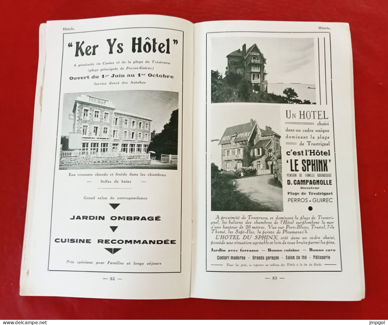 Guide 1935 Perros Guirec La Clarté Ploumanach Trégastel Trestrignel ... Liste des Maisons Recommandées Hôtels Pensions..
