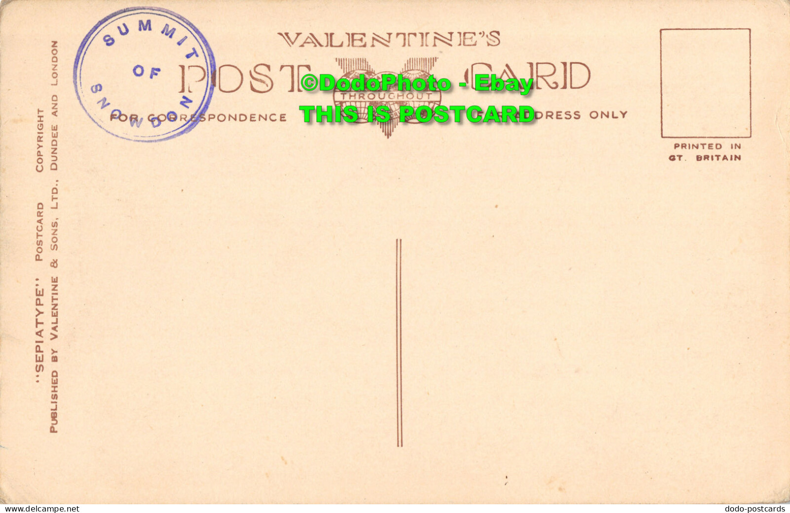 R357010 Snowdon Summit. W. 1578. Sepiatype Postcard. Valentines - World