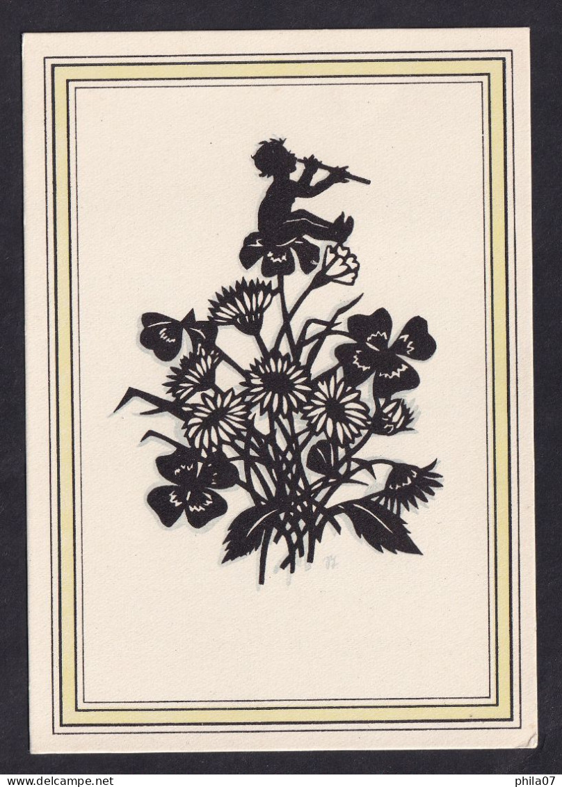 Flowers / Postcard Not Circulated, 2 Scans - Scherenschnitt - Silhouette