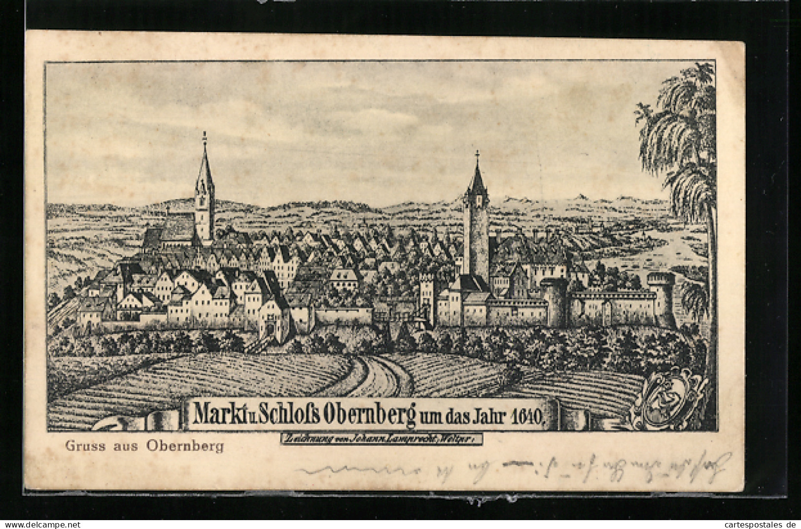 Künstler-AK Obernberg, Totalansicht Mit Schloss Um 1640  - Andere & Zonder Classificatie