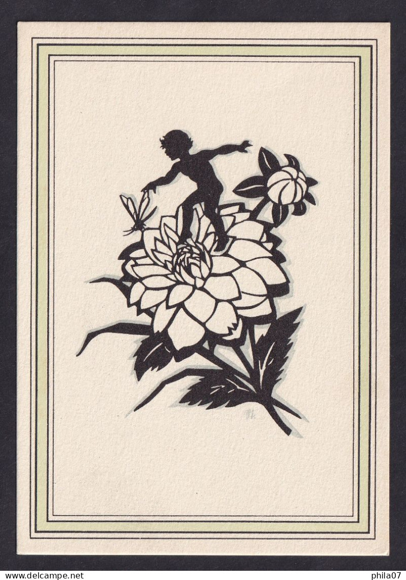 Flowers / Postcard Not Circulated, 2 Scans - Scherenschnitt - Silhouette