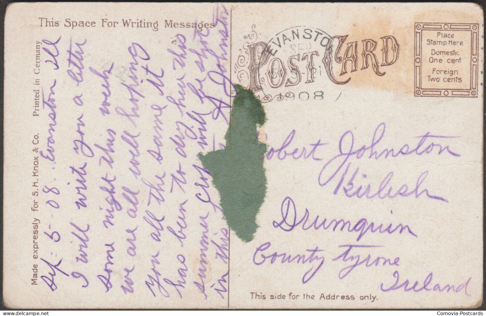 City Hall, Evanston, Illinois, 1908 - SH Knox Postcard - Andere & Zonder Classificatie