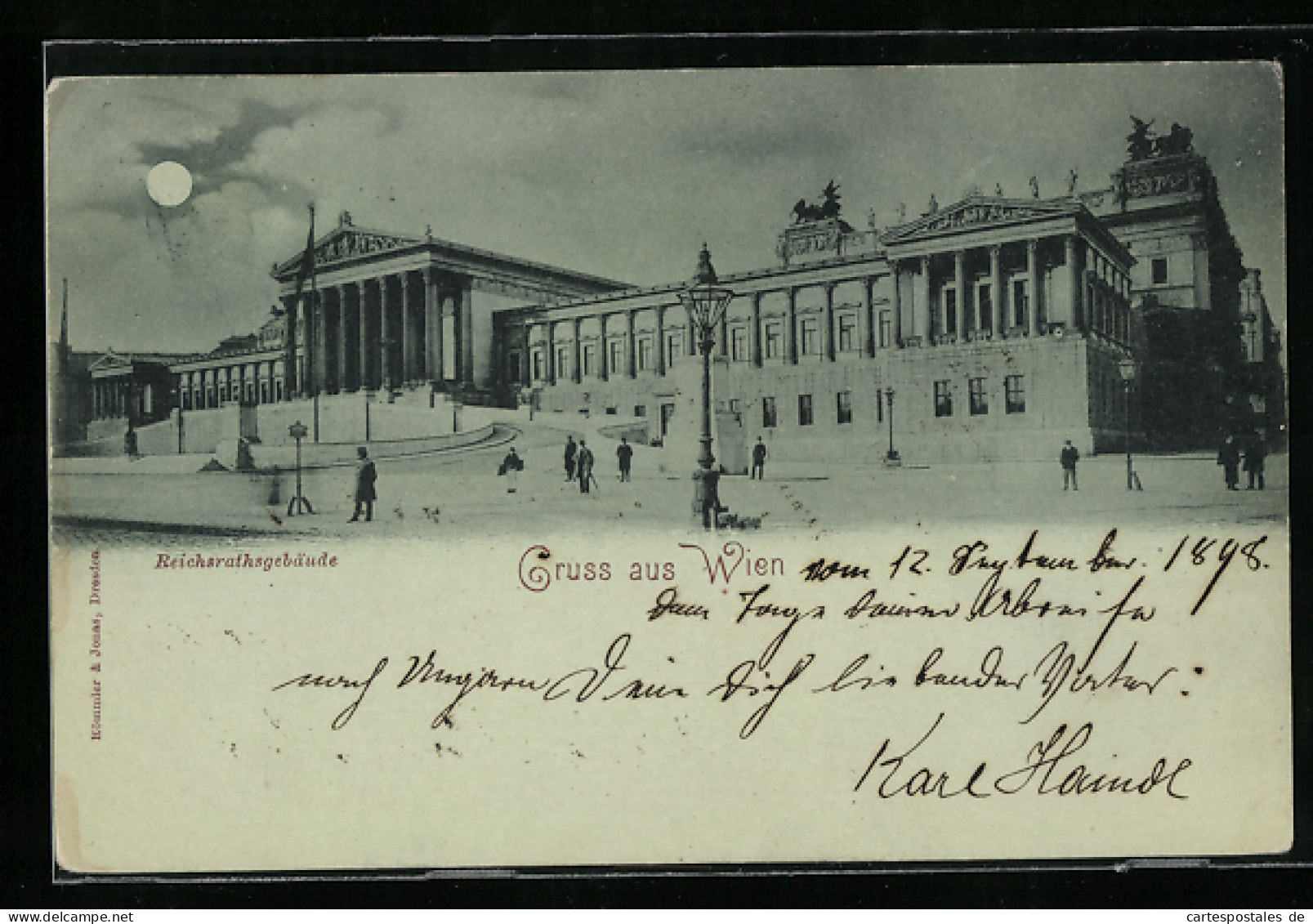 Mondschein-AK Wien, Am Reichsrathsgebäude  - Altri & Non Classificati