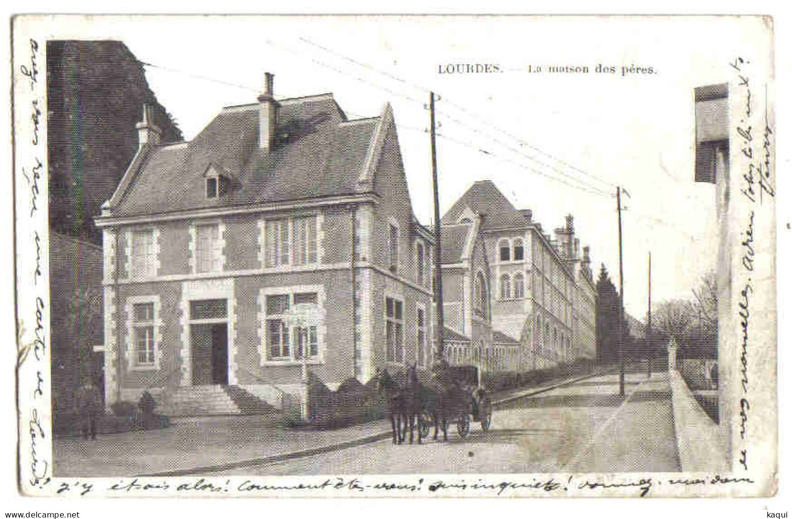 HAUTES-PYRENEES - LOURDES - La Maison Des Pères ( Attelage Moyen Plan ) - Lourdes