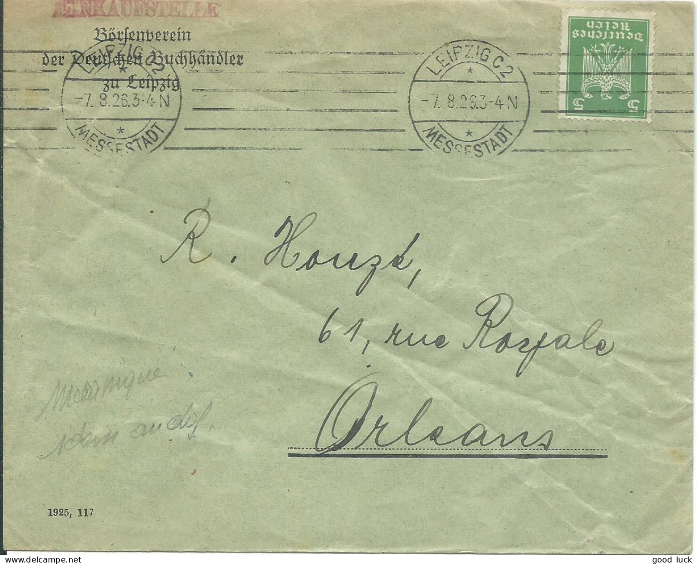 ALLEMAGNE LETTRE 5pf LEIPZIG POUR ORLEANS ( LOIRET ) DE 1926 LETTRE COVER - Cartas & Documentos