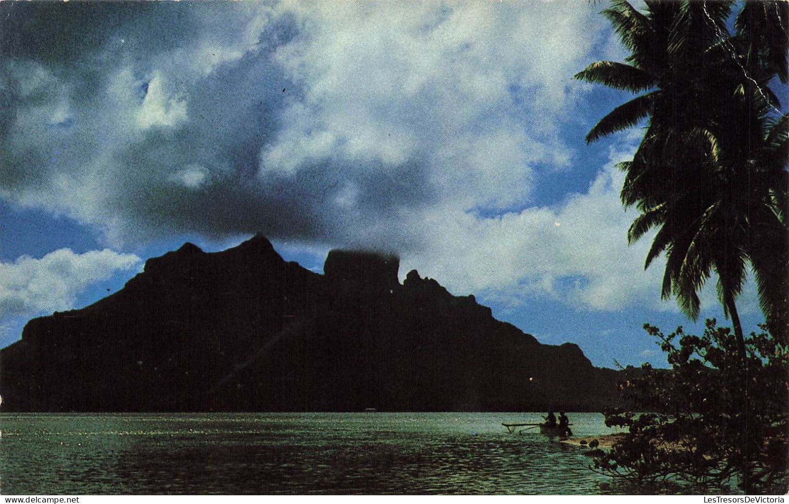 POLYNESIE FRANCAISE - Moonlight In Borabora - Clair De Lune à Borabora - Animé - Barque - Carte Postale - French Polynesia