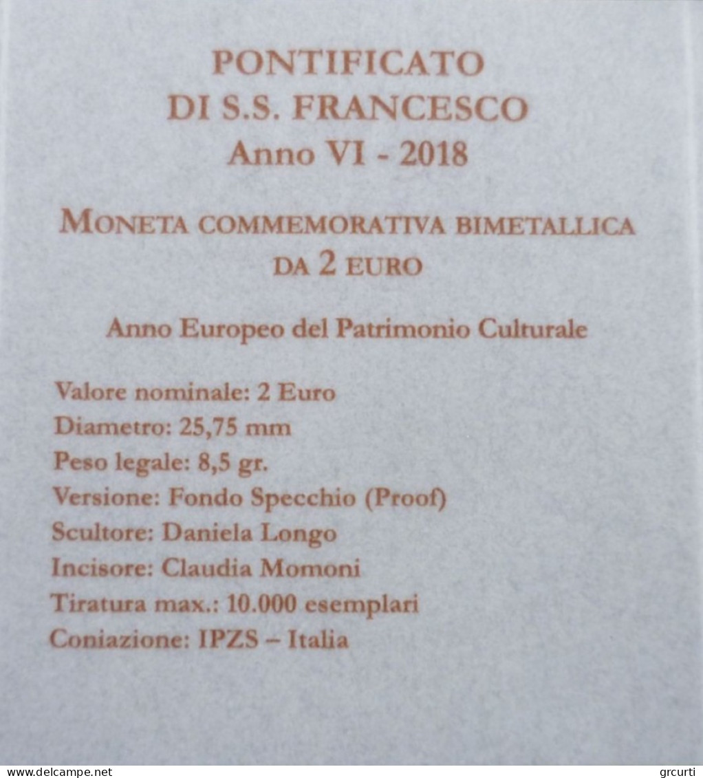 Vaticano - 2 Euro 2018 - Anno Europeo Del Patrimonio Culturale - UC# 105 - Vatikan