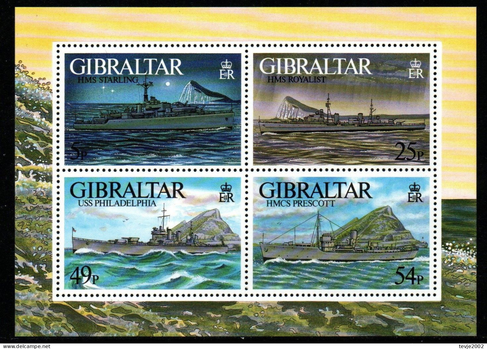Gibraltar 1996 - Mi.Nr. Block 26 - Postfrisch MNH - Schiffe Ships Militaria II. Weltkrieg - Ships