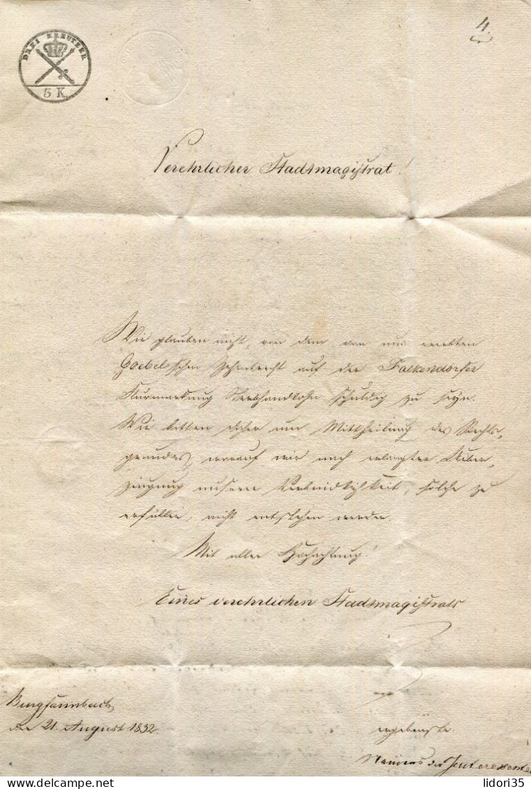 "BAYERN" 1832, Vorphila-Brief Mit Klarem L1 "FARNBACH", Innen Gebuehren- Und Praegestempel (L2005) - Vorphilatelie
