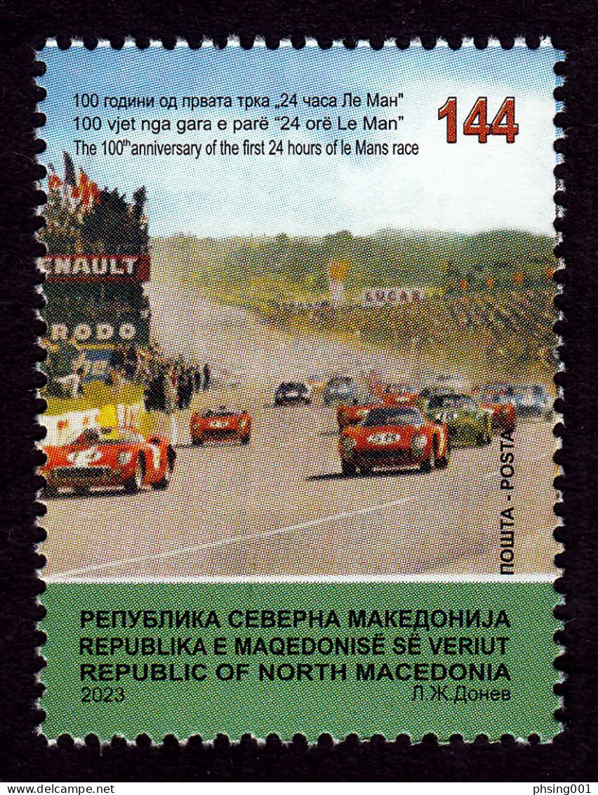 North Macedonia 2023 100 Years Anniversary 24 Hours Of Le Mans France Race Cars MNH - Noord-Macedonië