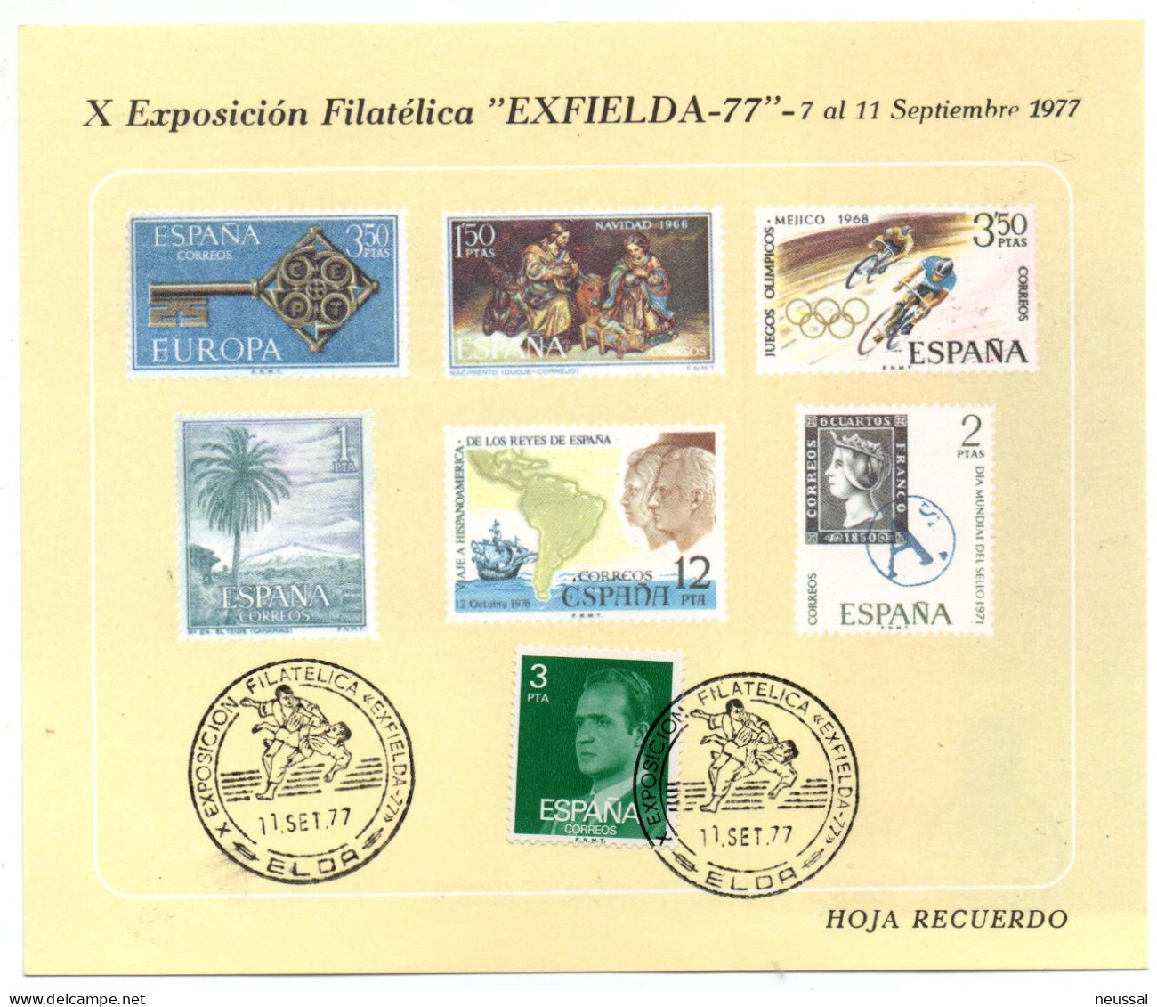 Tarjeta Con Matasellos Commemorativo  Exfielda De 1977 - Storia Postale