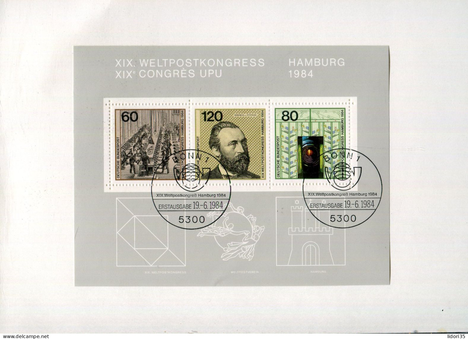 BUNDESREPUBLIK DEUTSCHLAND" 1984, Minister-Klappkarte Mit Blockaausgabe "Weltpostkongress" (L2006) - Storia Postale